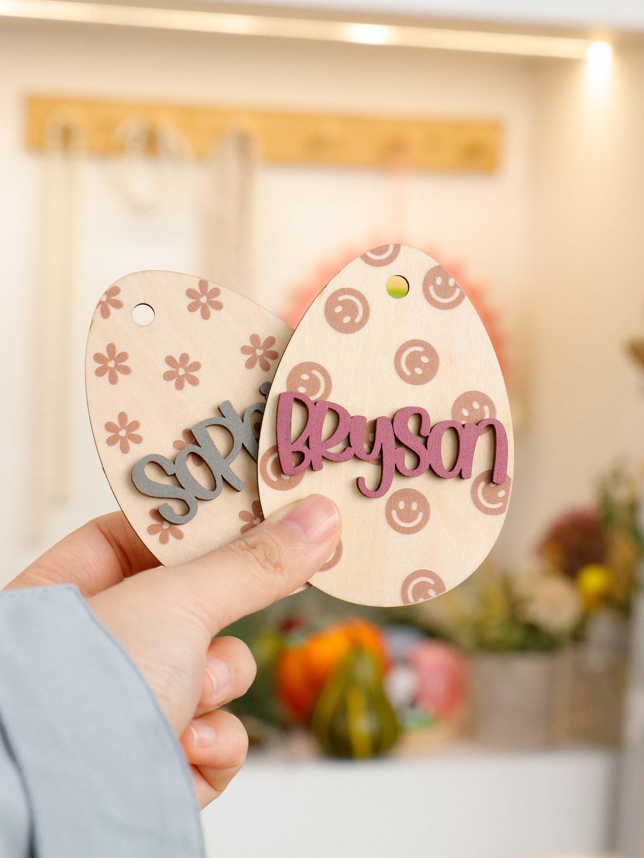 Personalized Easter Basket Tag, Kids Easter Name Tag, Easter Egg Name Tag, Wooden Easter Gift Tag, Easter Name Gift Tag, Easter Gift Tag