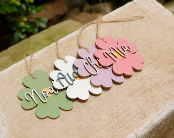 Custom Kids Name Tag, Flower Basket Tag, Daisy Bag Tag, Wooden Flower Tag, Back to School Bag Tag, Summer Gift, Basket Name Tag
