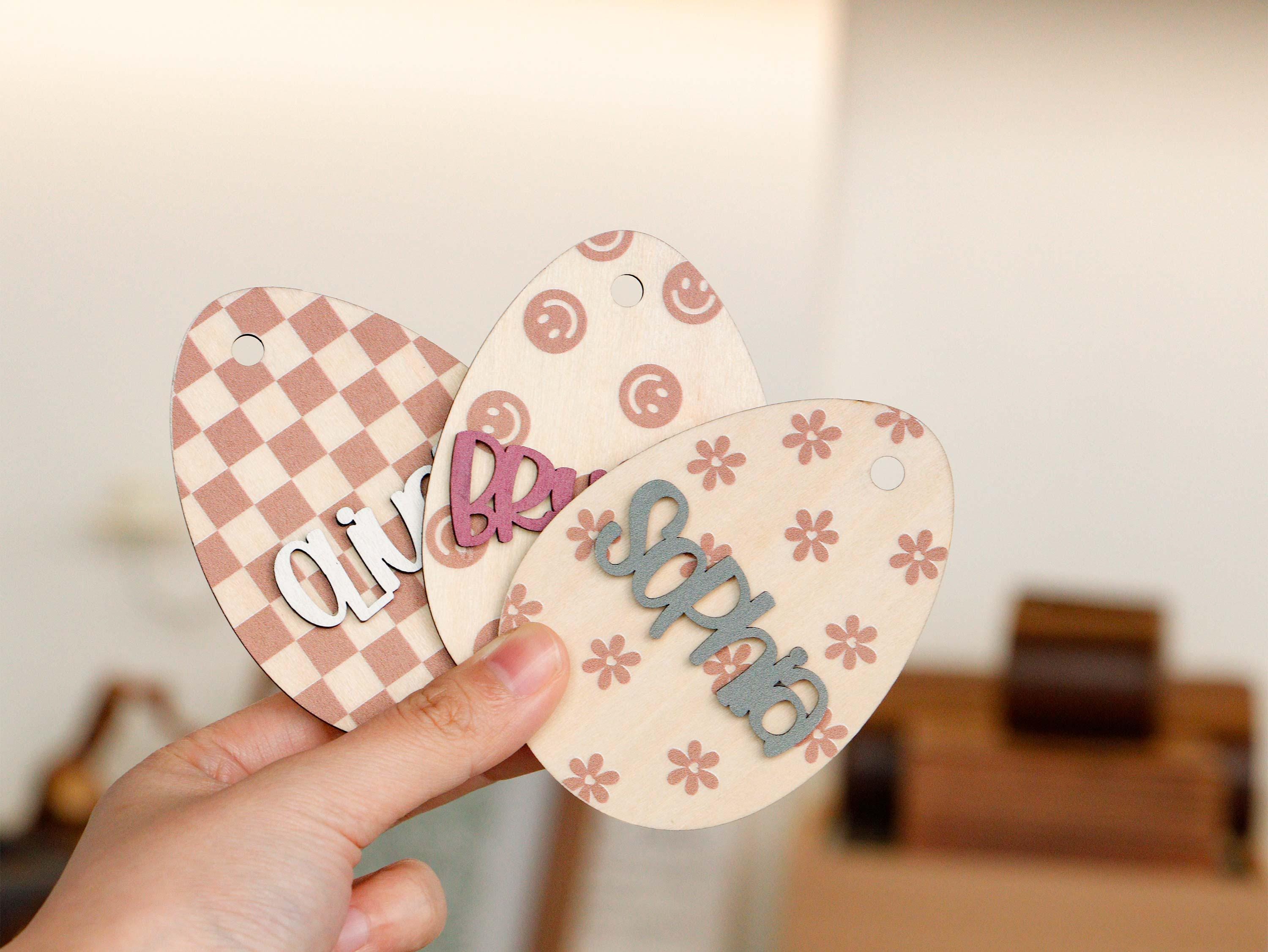 Personalized Easter Basket Tag, Kids Easter Name Tag, Easter Egg Name Tag, Wooden Easter Gift Tag, Easter Name Gift Tag, Easter Gift Tag