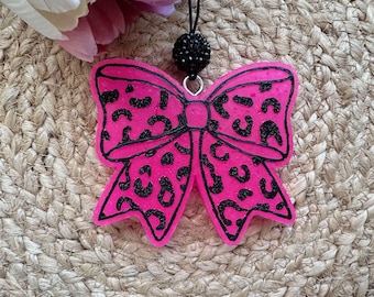 Leopard Print Bow Car Freshie | Hand Crafted Aroma Bead Air Freshener