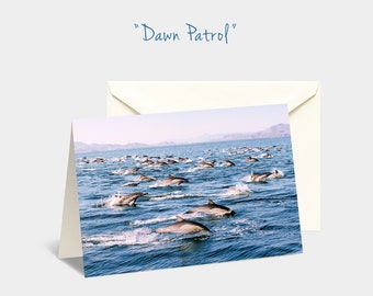 Dolphin card, Dolphins note card, Note cards, Porpoise card, Dolphin art, Dolphin pod photograph, Ocean stationery, 5x7 greeting card