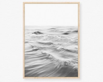 Abstract ocean printable, black and white ocean photography, ocean art print, abstract wave photo, seascape print, blurred beach print