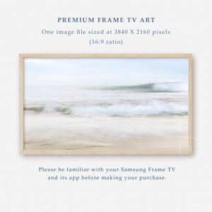 Samsung Frame TV minimalist ocean wave art, Seascape artwork, Abstract wave photograph, Surf beach download, Pastel sea, Neutral photography image 4