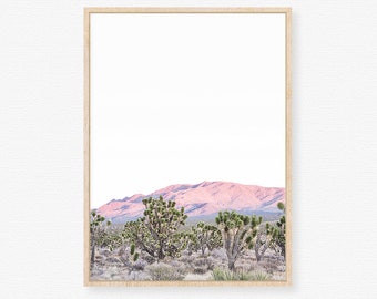 Joshua Tree Printable, Cactus Landscape, Mojave Printable, Boho Landscape Print,  Desert Sunset, Cactus Printable, Minimalist Landscape