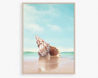 Sea shell print, Seashell print, Shell photography, Ocean wall decor, Beach house print, Sea shell printable, Seashell printable, Wave photo