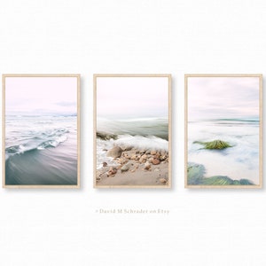 Set of 3 seascape prints, ocean triptych, beach print set, ocean printable, wave photography, beach decor, beach triptych, ocean photo print
