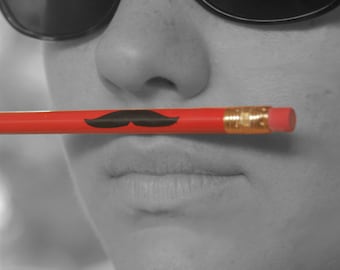 Mustache Pencils in Red (listing for 4 pencils) - free domestic shipping