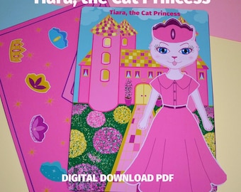 Printable DIY Project Cat Princess With Pink Castle Crowns