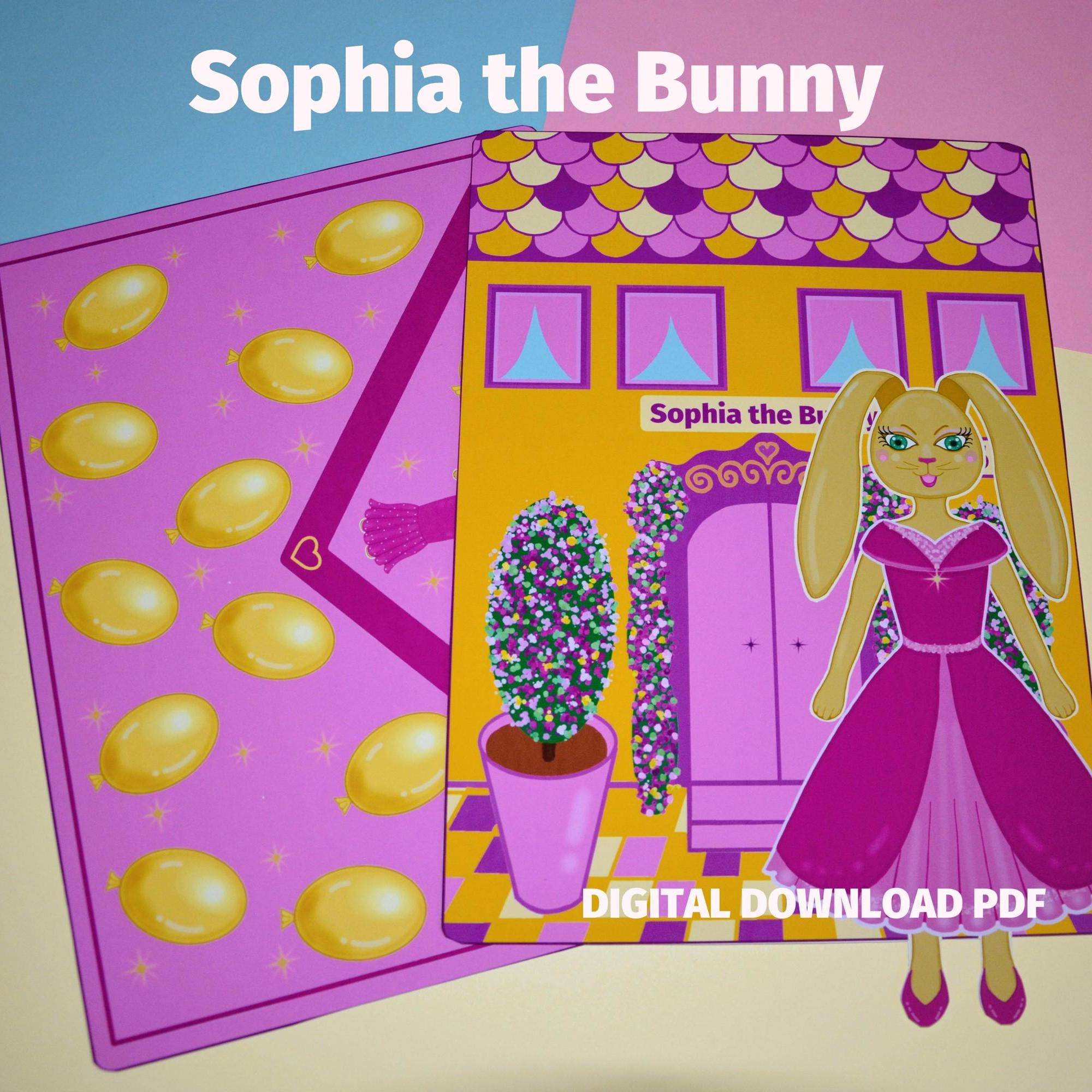 Printable DIY Paper Doll Sophia Bunny, Paper Doll House, Rabbit Dress ...