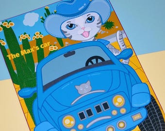 Printable DIY Project Max the Cat & Car, Busy Book, Paper Doll House, Dress Up Kit, Template A4 Size, Kids Paper Crafts Digital Download PDF