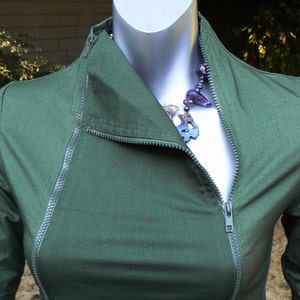 Matrix Jacket -- GREEN fitted and sexy in elasticized cotton: 4 sizes