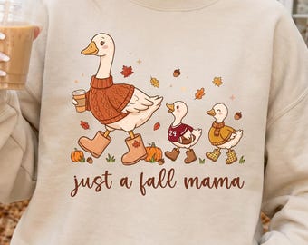 Just a Fall Mama PNG, Fall Mama Sweater Goose PNG, Cute Autumn Goose Family PNG, Digital Download