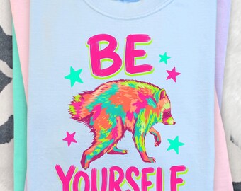 Jimothy Raccoon PNG, Be Yourself Raccoon Sublimation Design, Viral Neon Raccoon PNG,  Digital Download