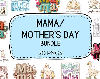 Mama Mother's Day PNG Bundle, Sublimation Designs, Mama Goose Shirt PNG, Mom Graphic Tee Digital Download
