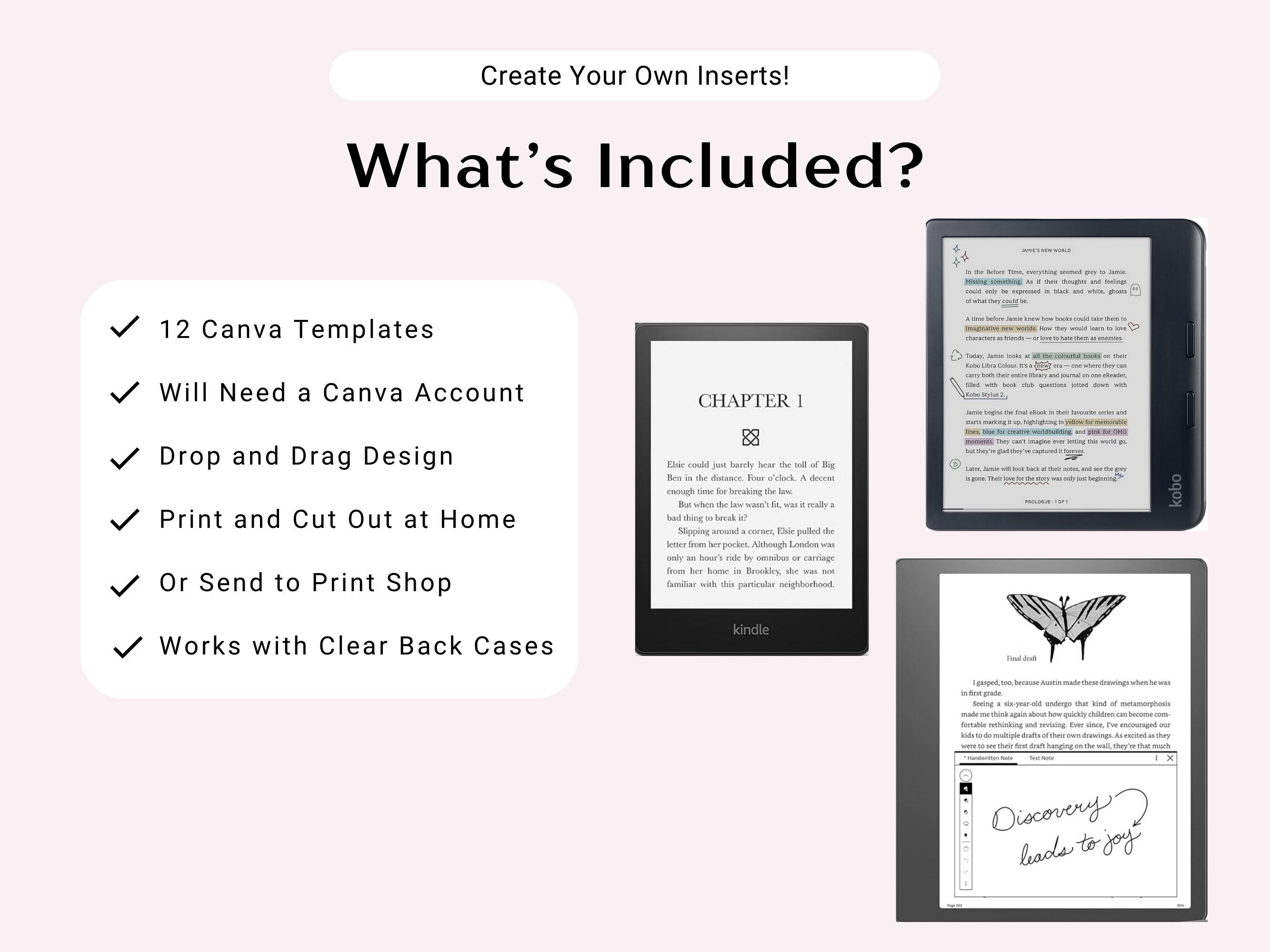 Kindle and Kobo Insert Template Bundle Case Digital Download Kindle ...
