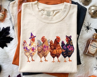 Halloween Chickens PNG, Painterly Costume Chicken Design, Brushstroke Sublimation, Digital Download