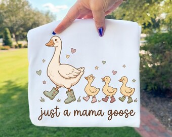 Just a Mama Goose Png, Mother's Day Png, Mother's Day Gift, 3 Baby Geese following Mama Goose, Cottagecore Design