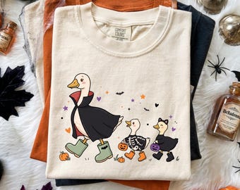 Just a Halloween Mama PNG, Goose Family Sublimation Design, Trick or Treat Goose PNG, Halloween Goslings PNG, Digital Download