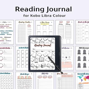 Kobo Libra Colour Reading Journal Modello di recensione del libro Planner Reading Tracker Bookish Trackers Elenco TBR Sfide di lettura Regalo per amanti dei libri
