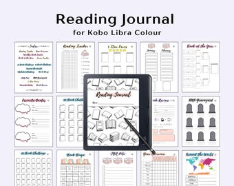 Kobo Libra Colour Reading Journal Book Review Template Planner Reading Tracker Bookish Trackers TBR List Book Challenges Book Lover Gift