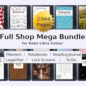 Kobo Libra Color フルショップバンドル デジタルウィークリーマンスリープランナー 生産性テンプレート ワークスケジュール 時間管理システム ウィークリーブックトラッカー