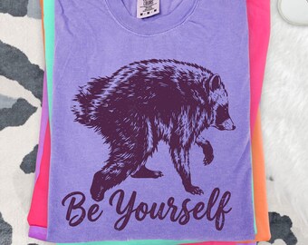 Jimothy Raccoon PNG, Distressed Engraving Style, Be Yourself Graphic (Digital Download)