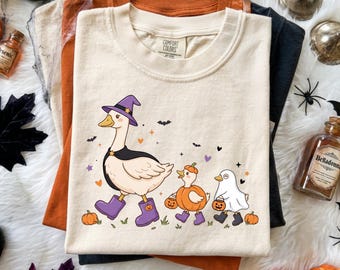 Just a Halloween Mama PNG, Witch Goose Family Sublimation Design, Pumpkin Ghost Goslings PNG, Trick or Treat Goose PNG, Digital Download
