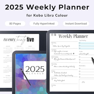 Kobo Libra Color Digital Weekly Monthly Planner Modello di produttività Programma di lavoro Sistema di gestione del tempo Tracker aziendale settimanale Senza carta