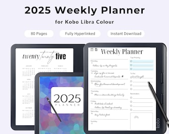 Kobo Libra Color Digital Weekly Monthly Planner Productivity Template Work Schedule Time Management System Weekly Business Tracker Paperless