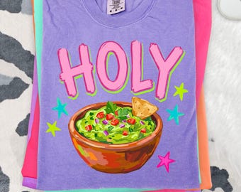 Holy Guacamole PNG, Funny Food Graphic Tee Design, Bright Colorful (Digital Download)