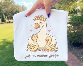 Just a Mama Goose Png, Mothers Day Png, Mothers Day Gift, Doodle Goose with Baby Geese