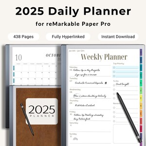 2025 Digital Daily Planner reMarkable Paper Pro Sistema di pianificazione senza carta Organizzazione digitale Programma giornaliero Gestione del tempo Strumenti per la giornata lavorativa