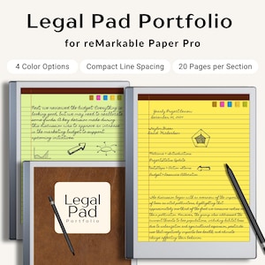 reMarkable Paper Pro Legal Pad Template Digital Multi Color Hyperlinked Organizer