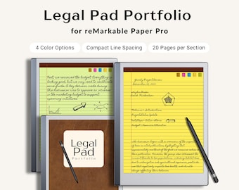 reMarkable Paper Pro Legal Pad Template Digital Multi Color Hyperlinked Organizer