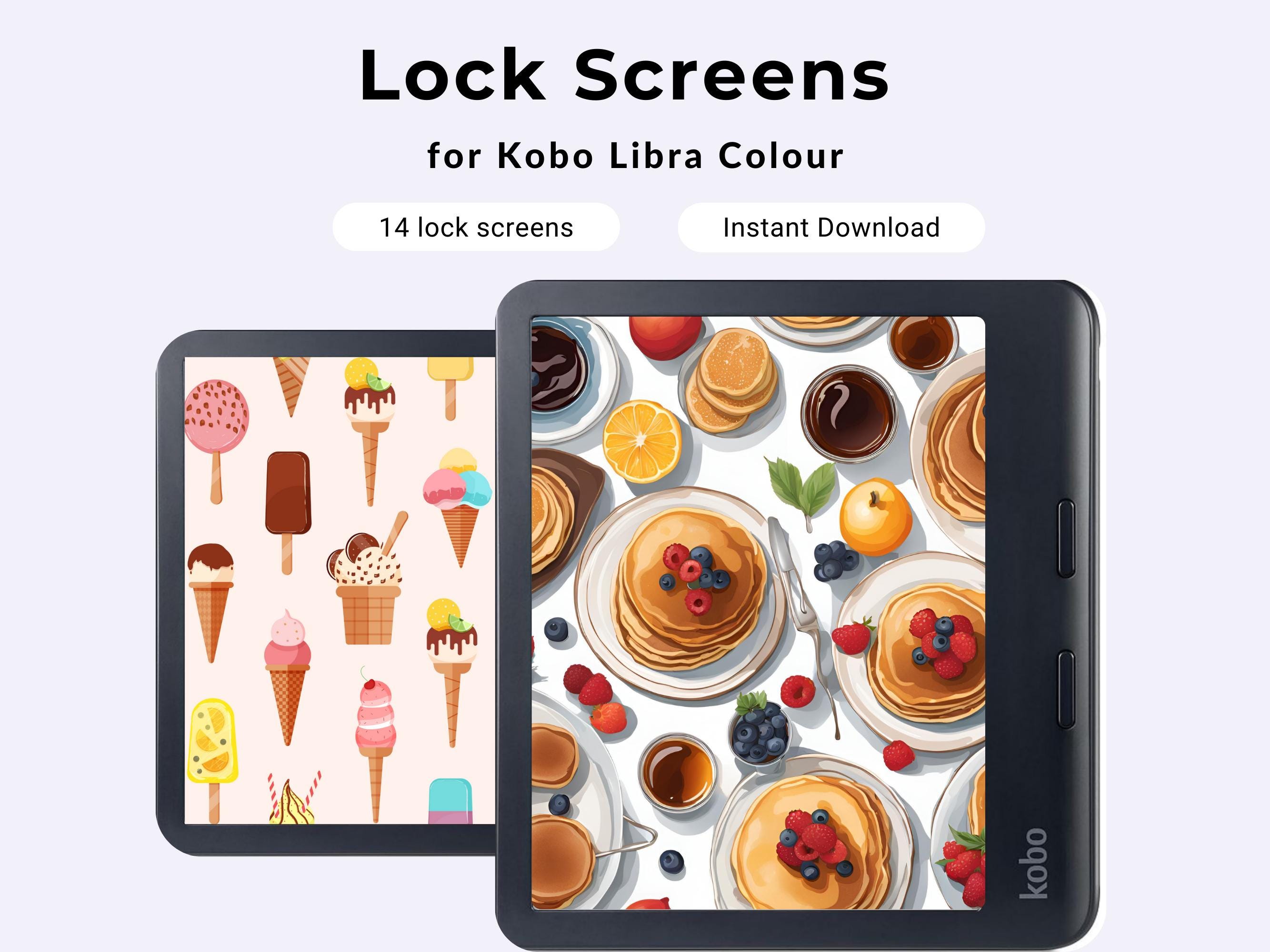 Kobo Libra Colour Lock Screens Food Images Tablet Design Template Digital Screen Savers Cute Foodie Art Backgrounds Fun Tablet Accessories
