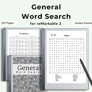 reMarkable 2 General Word Search Puzzles Digital Download Book Lover Gift Valentines Day Brain Game Literary Word Activity Quiet Time Relax