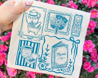 Mamá Doodle Stamp PNG, Día de las Madres Shirt Design, Spanish Mother’s Day Graphic, Latina Mom Gift, Vintage Folk Art Sublimation