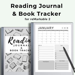 reMarkable 2 Reading Journal Book Tracker Review Template Planner Reading Tracker Book Log System TBR List Digital Planner Book Lover Gift