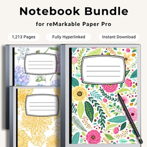 reMarkable Paper Pro Color 3 Notebook Bundle con collegamento ipertestuale floreale per prendere appunti senza carta, organizzazione aziendale digitale, supporto allo studio