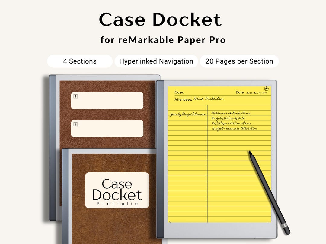 Remarkable Paper Pro Tablet Digital Case Docket File Organizer Business ...