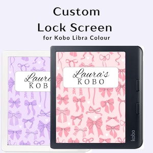 Kobo Libra Colour Custom Lock Screen Bows Wallpapers Personalized E-Reader Gifts Digital Downloads Unique Accessories Kobo Owner Gift