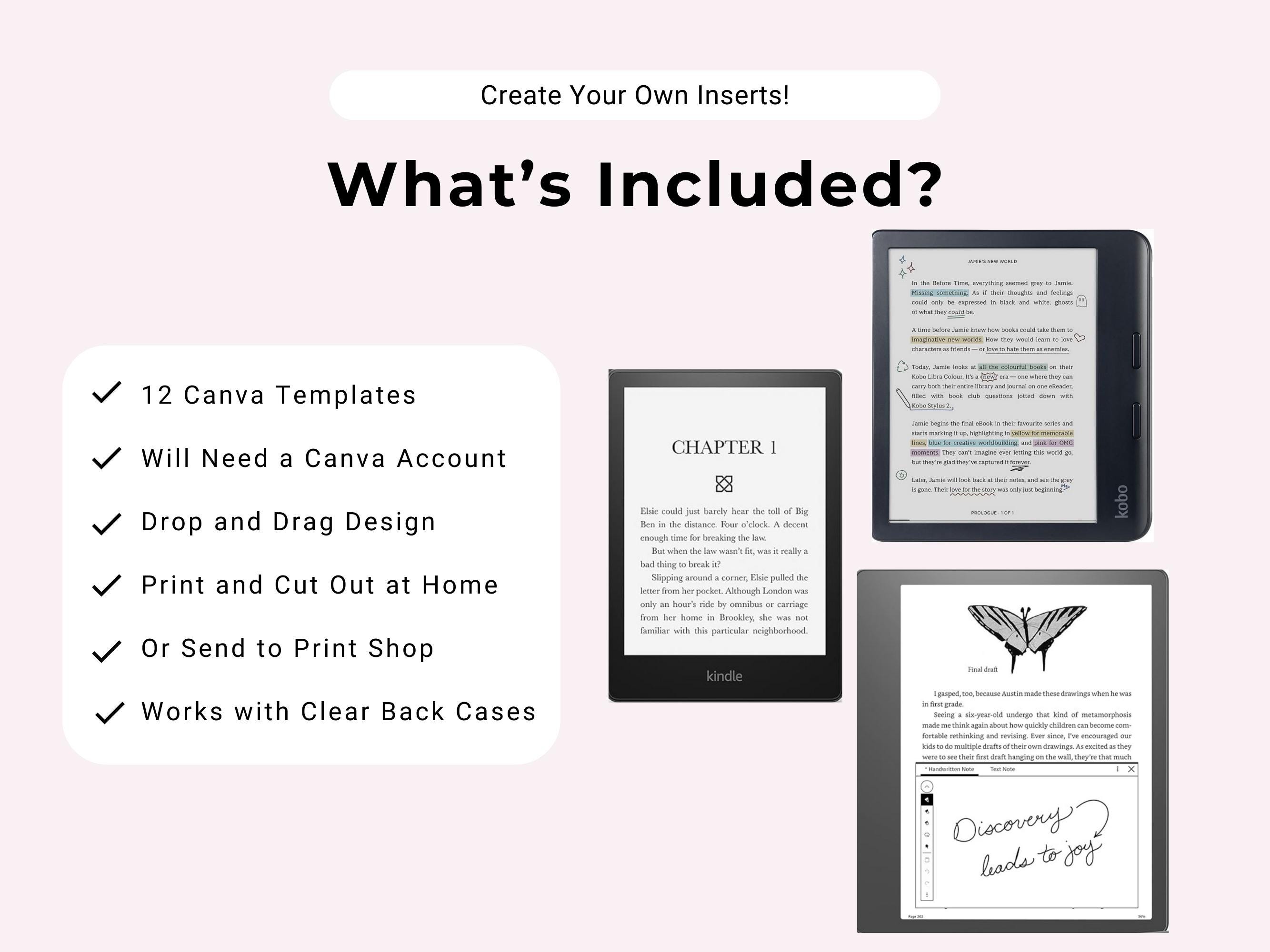 Kindle and Kobo Insert Template Bundle Case Digital Download Kindle ...