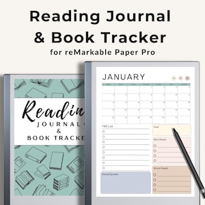 reMarkable Paper Pro Reading Journal Book Review Template Planner Reading Tracker Book Log System TBR List Digital Planner Book Lover Gift