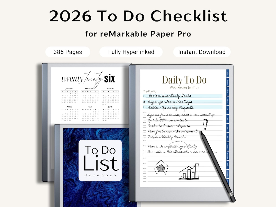 2026 Daily to Do List Remarkable Paper Pro Color Digital Notebook Time ...