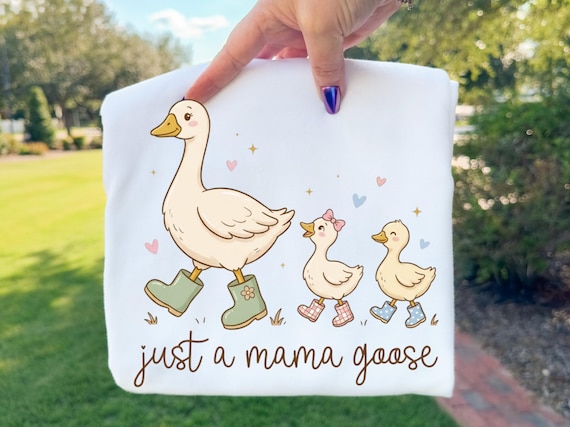 Just a Mama Goose Png, Mother's Day Png, Mother's Day Gift, Baby Geese following Mama Goose, Cottagecore Design