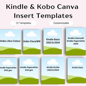 Kindle und Kobo Insert Template Bundle Case Digitaler Download Kindle Case Insert Pack Cover Design Digitaler Download DIY Anpassbare Optionen