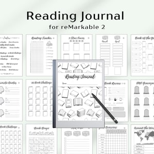 reMarkable 2 Reading Journal Bundle for Bookworm Reading Tracker Digital Download Planner for Bookclub Reading Log Monthly Reading Goal
