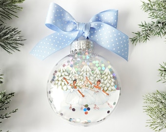Snowflake Ballerina Nutcracker Glitter Christmas Ornament / Nutcracker Ballet Ornament, Ballerina Ornament, Ballet Dancer, Snow Ballerina