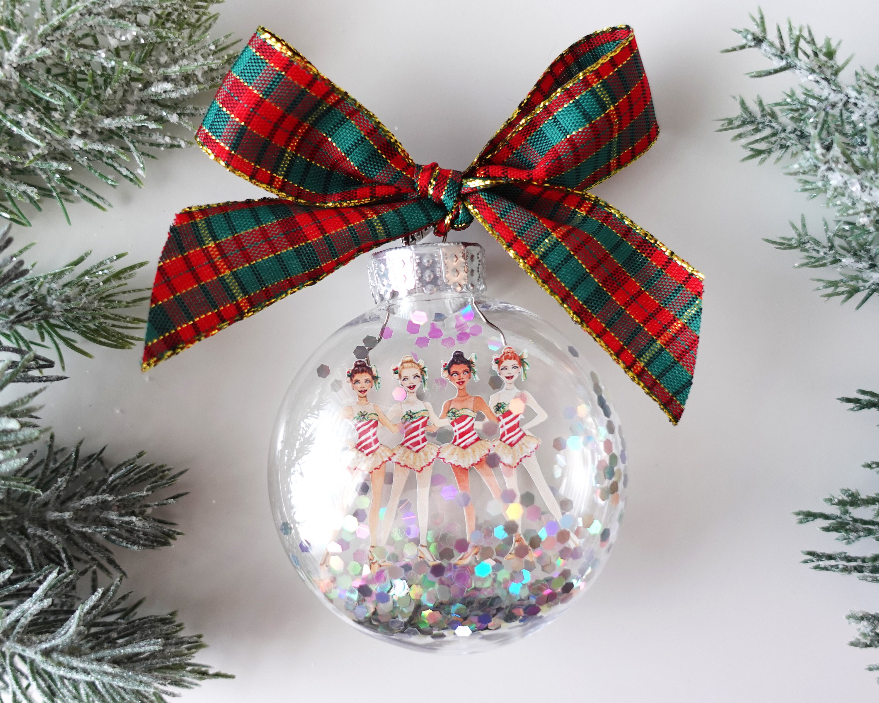 Holiday Dancers NYC Glitter Christmas Ornament / Fashion Illustration Ornament, NYC Holiday Dancer Ornament, New York City