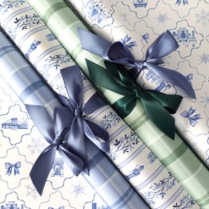 Gift Wrap Sheets - Mint Green Watercolor Plaid / Christmas Gift Wrap, Holiday Wrapping Paper, Plaid Gift Wrap, Green Wrapping Paper Sheets image 4